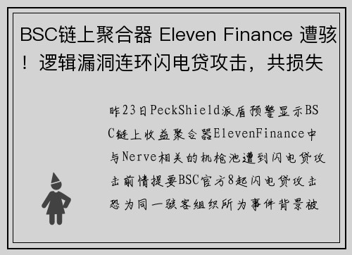 BSC链上聚合器 Eleven Finance 遭骇!逻辑漏洞连环闪电贷攻击,共损失 512 万